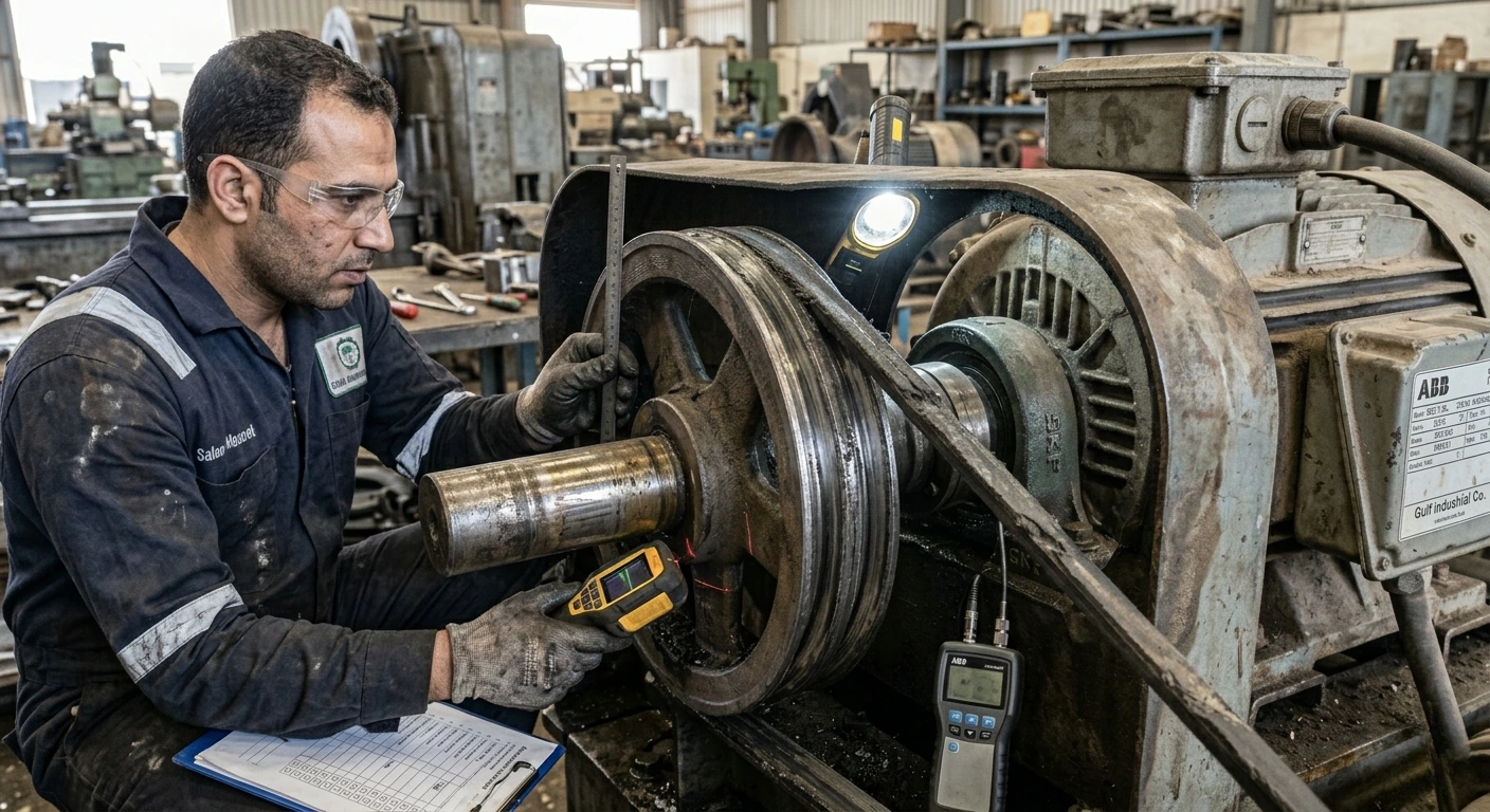 technician checking pulley wear and vibration